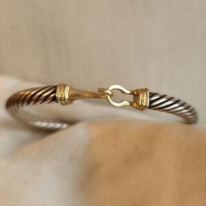 David Yurman Cable Classic Buckle Bracelet with 14K Gold, 5mm. L